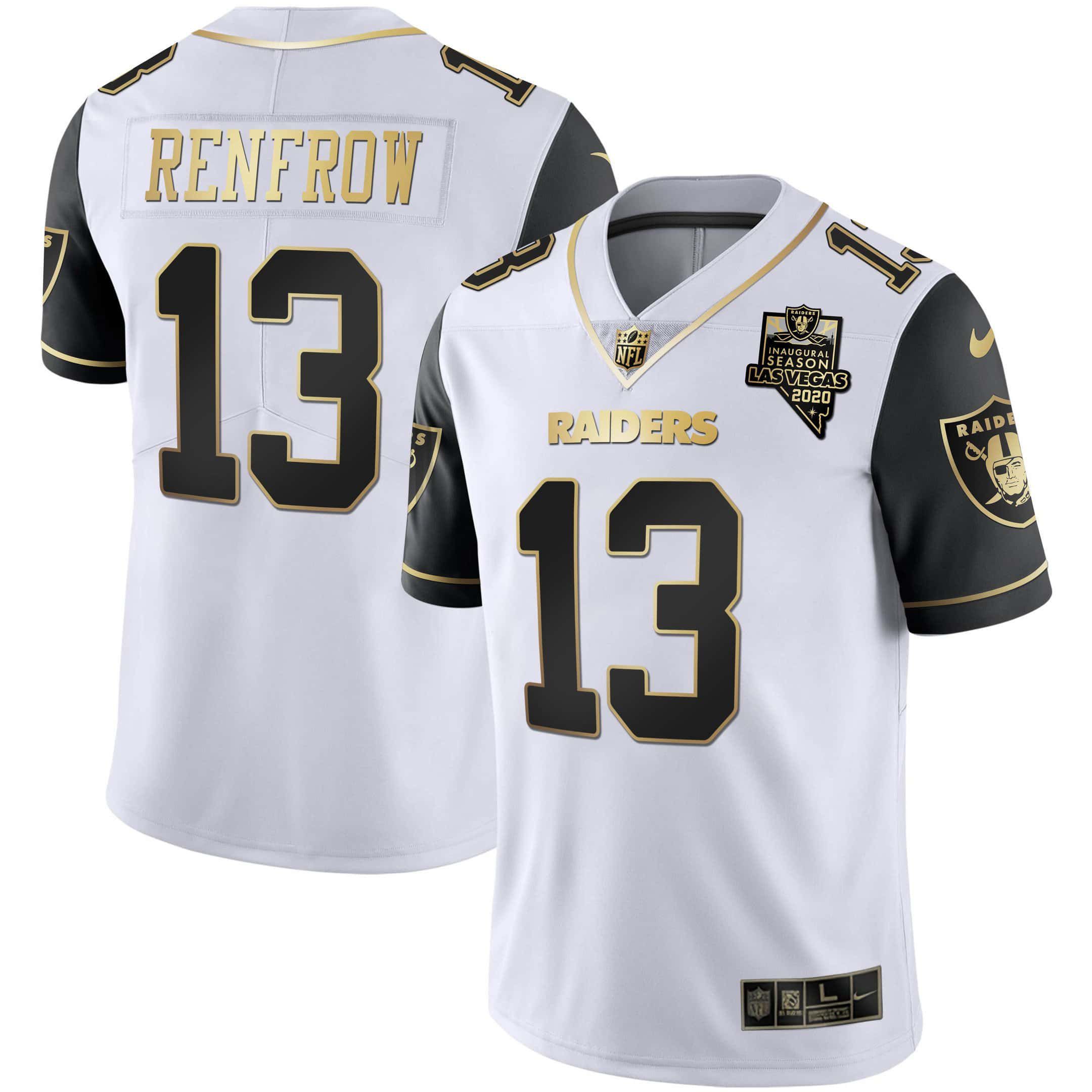 Men Oakland Raiders #13 Renfrow 2024 Nike Vapor White Gold & Black Inverted Limited NFL Jersey style 1